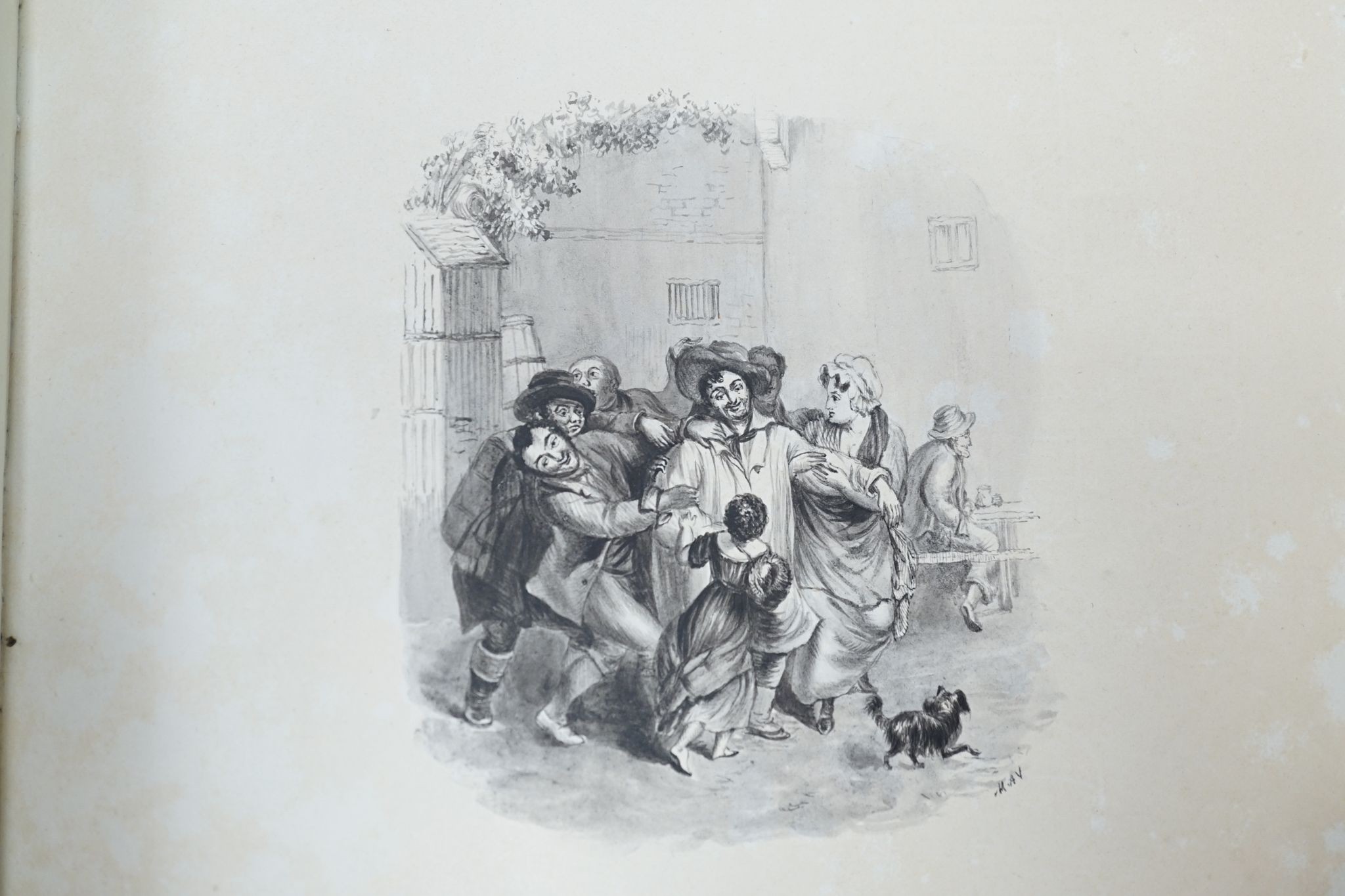 Mary Ann Vogan - an early 19th century album of 60 watercolours, pencil and ink drawings and engravings, including portraits, botanical specimens, land and seascapes, including 3 by R.C. Vogan, the front fly leaf inscrib